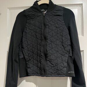 Womens black quilted fitted Nike Aerolayer Running jacket size small